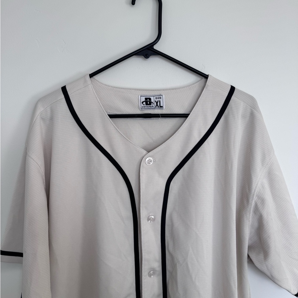 Unisex Cream Baseball Jersey with Black Trim